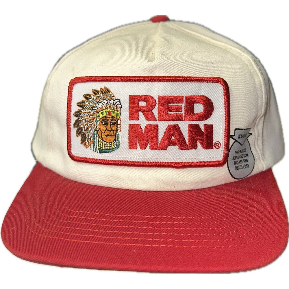 Vintage Red Man Tabacco Patch Hat Cap 1980's Made In USA SnapBack Trucker